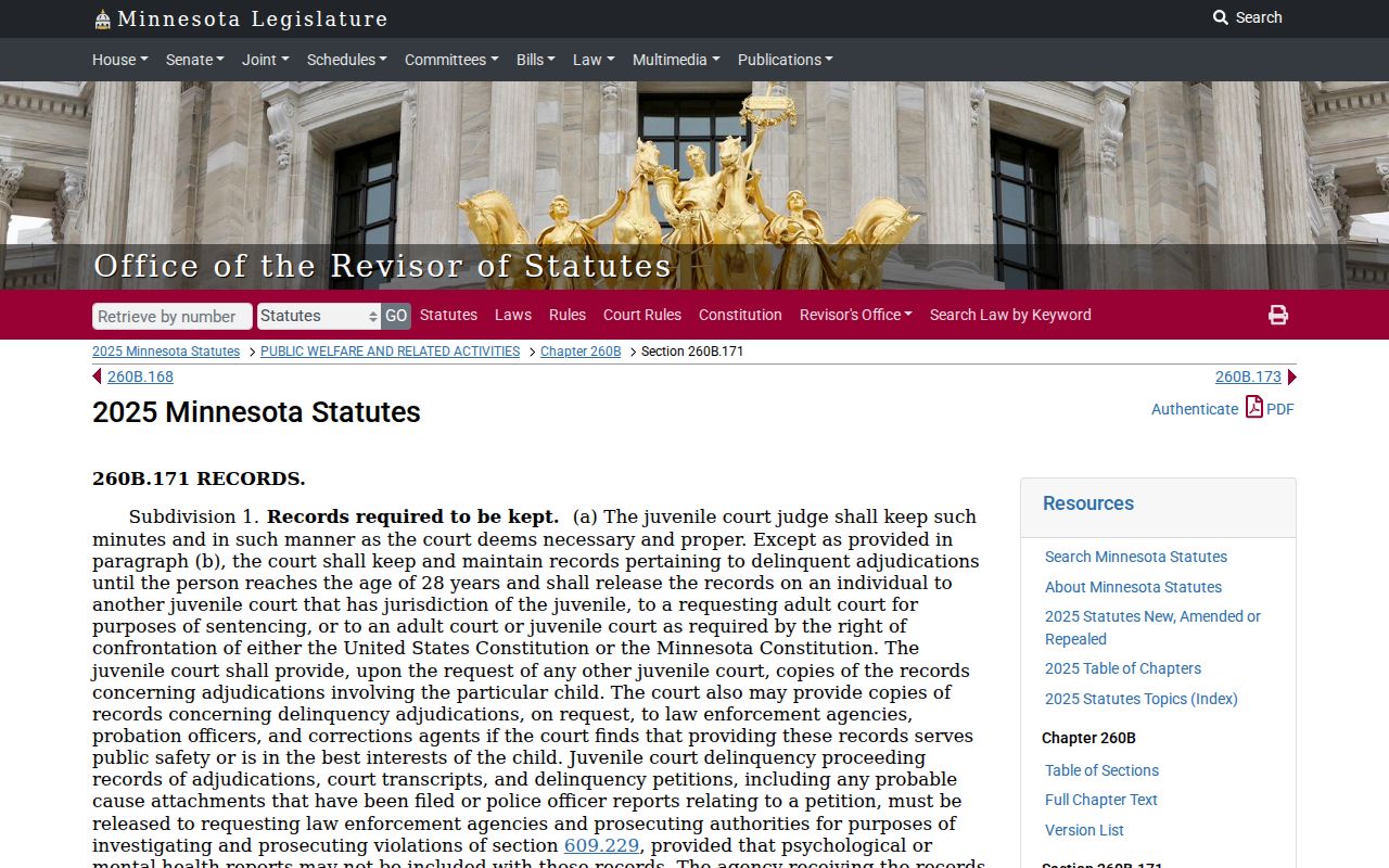 Minnesota juvenile record confidentiality statute affecting Kittson County active warrant access